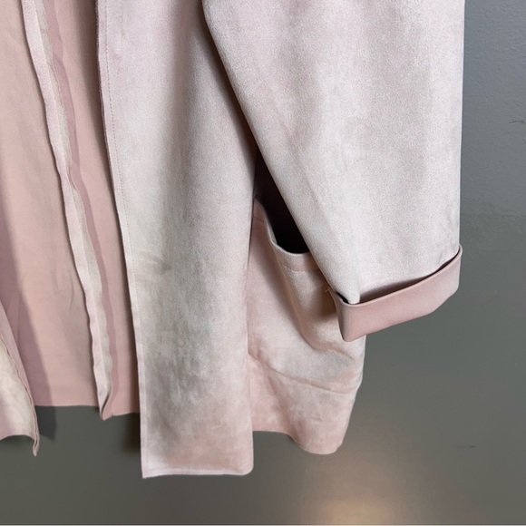Joan Vas faux suede jacket 2X blush pink longline cascade cardigan capsule - Picture 6 of 8